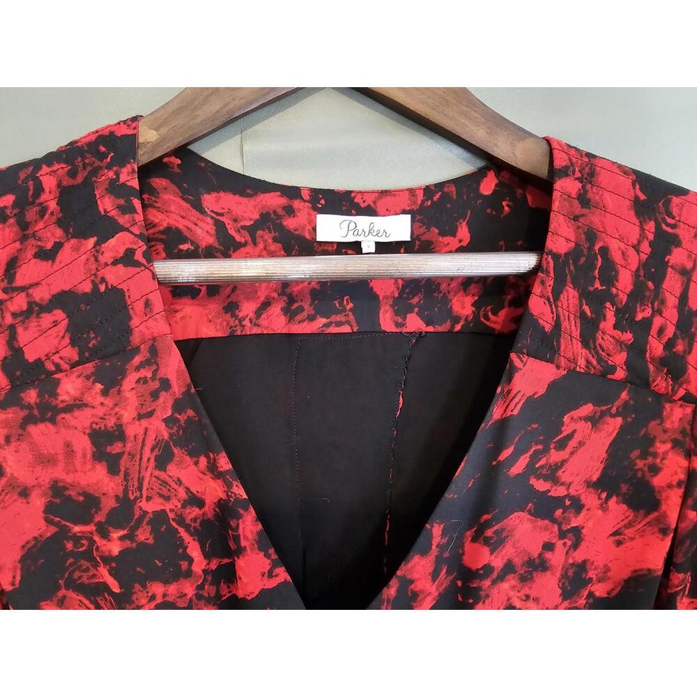 Parker Dress Red Black Womens Size S Flirty Flowing